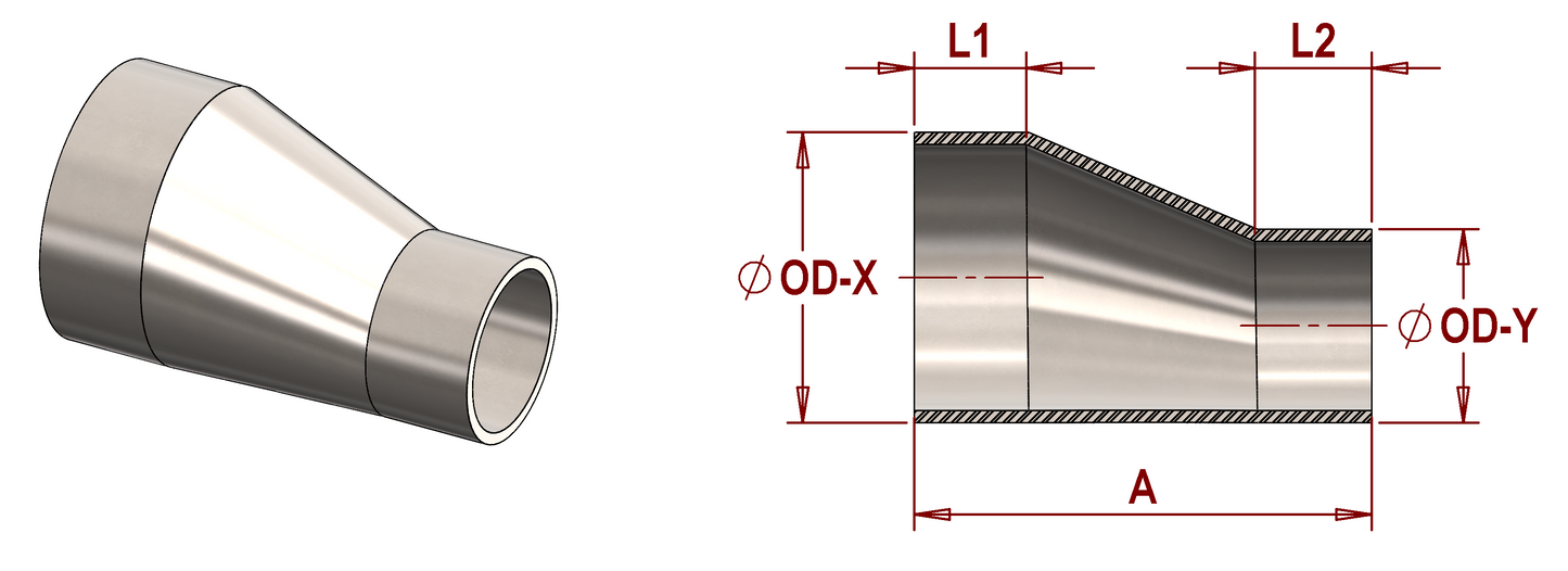 ASME BPE, DT-4.1.3-1 (DT11) Eccentric Reducer, Weld x Weld